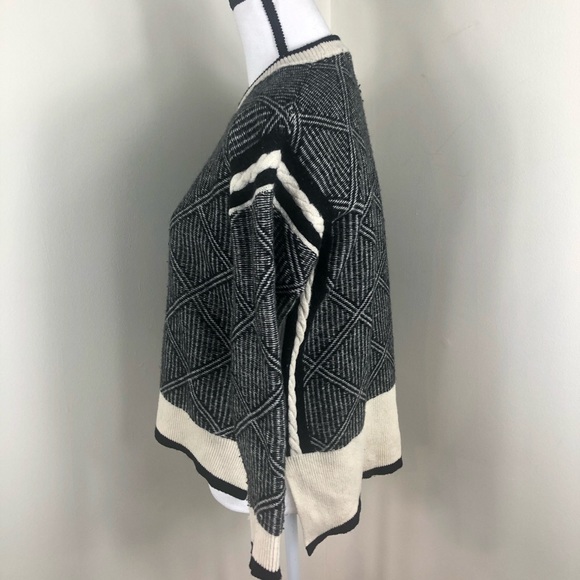 Madewell Diamond Black Cream HighLow Sweater XS - Picture 4 of 6